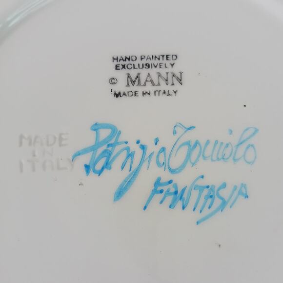 Mann Made In Italy Colorful Hand Painted Large Serving Plate Stamped Signed - Picture 5 of 6
